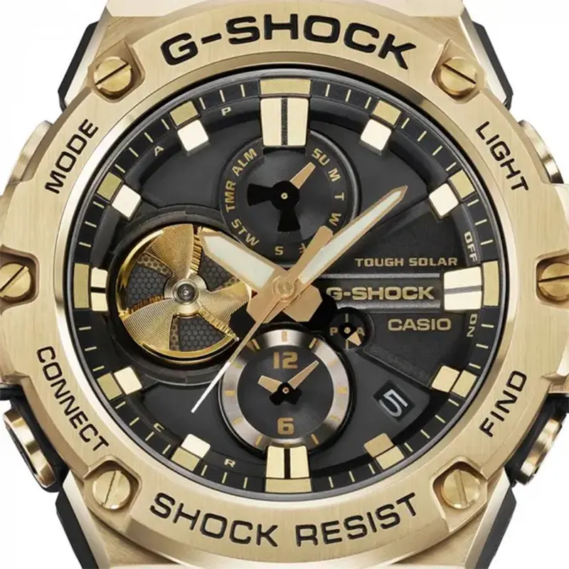 Casio G-Shock Tought Solar Gold-ion-plated Black Resin Men's Watch- GST‑B100GB‑1A9